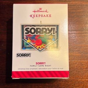 Retired 2014 Hallmark Keepsake SORRY family game night ornament. NEW IN THE BOX